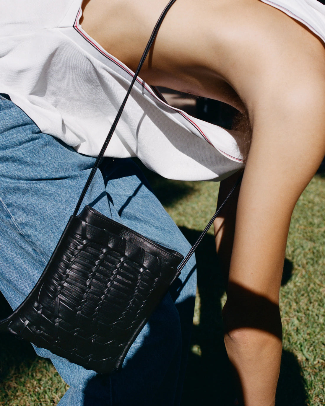 Hand Woven Leather Mini Crossbody Phone Bag