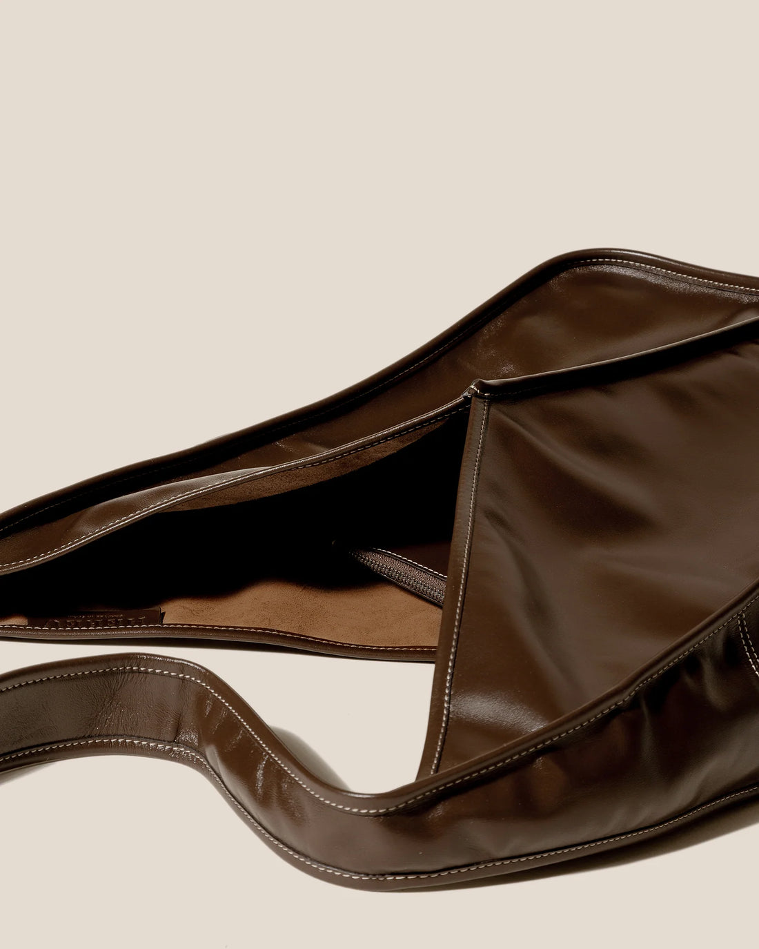 V-Cut Dark Brown Soft Leather Large Crossbody Bag