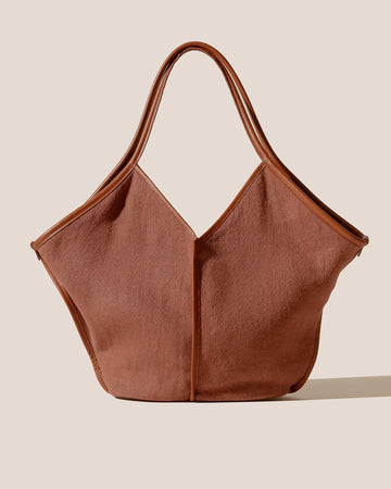 V-Cut Terracotta Fabric Large Shoulder Tote Bag