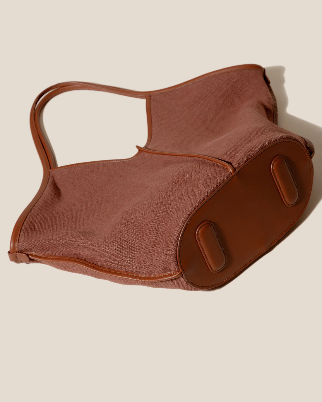 V-Cut Terracotta Fabric Large Shoulder Tote Bag