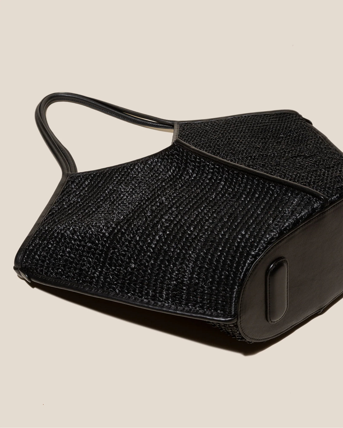 V-Cut Woven Straw Large Tote Bag
