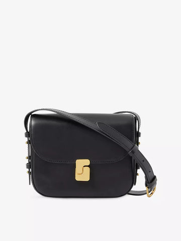 Black Envelope Square Gold Buckle Mini Crossbody Bag