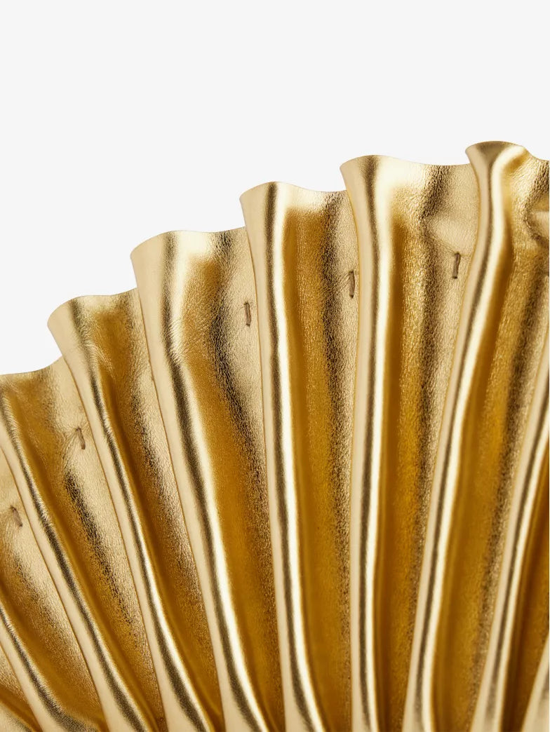Metallic Gold Pleated Shell Clutch Bag